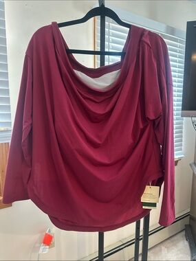 Halara Draped Burgundy Long Sleeve Top Size XL